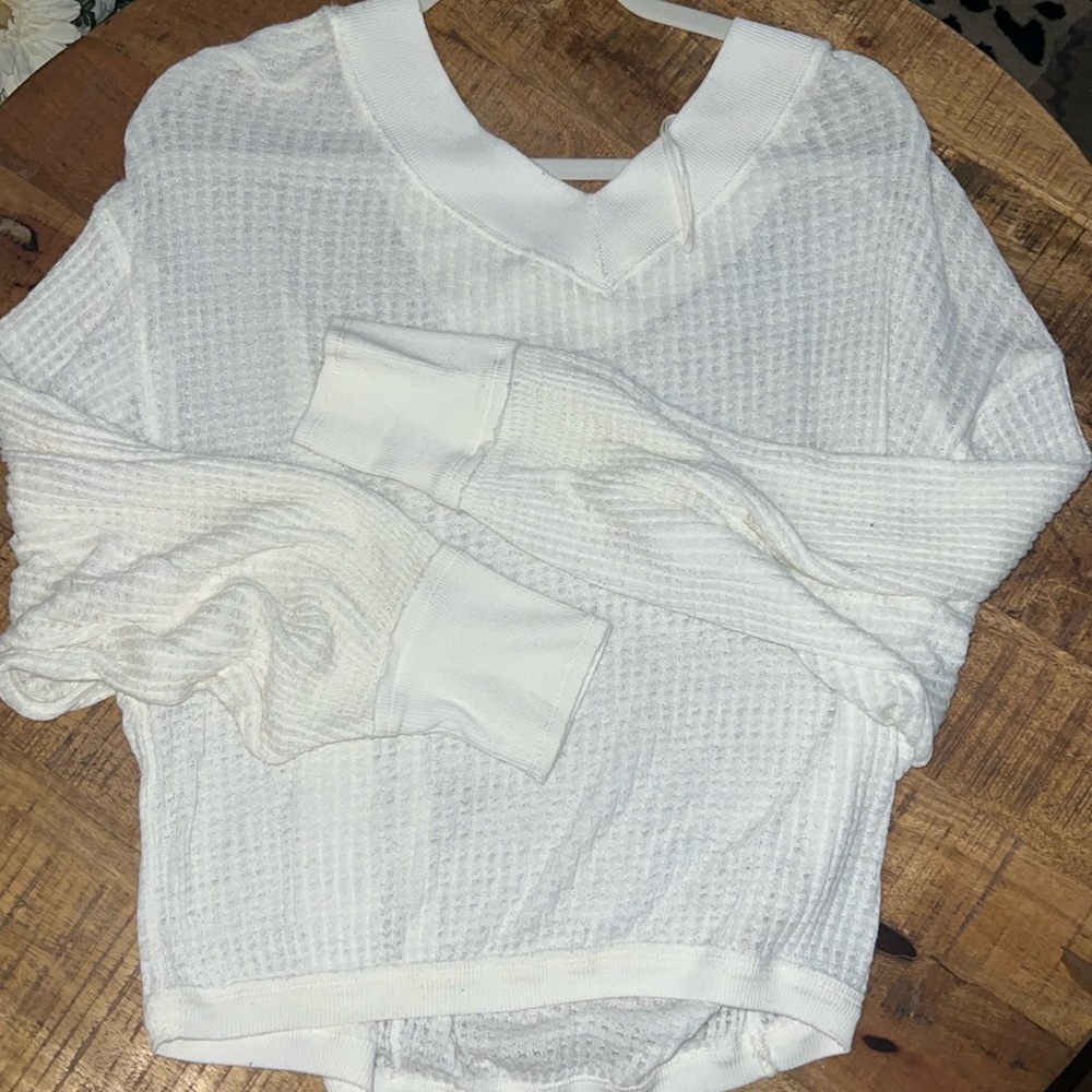 Free People waffle long sleeve top